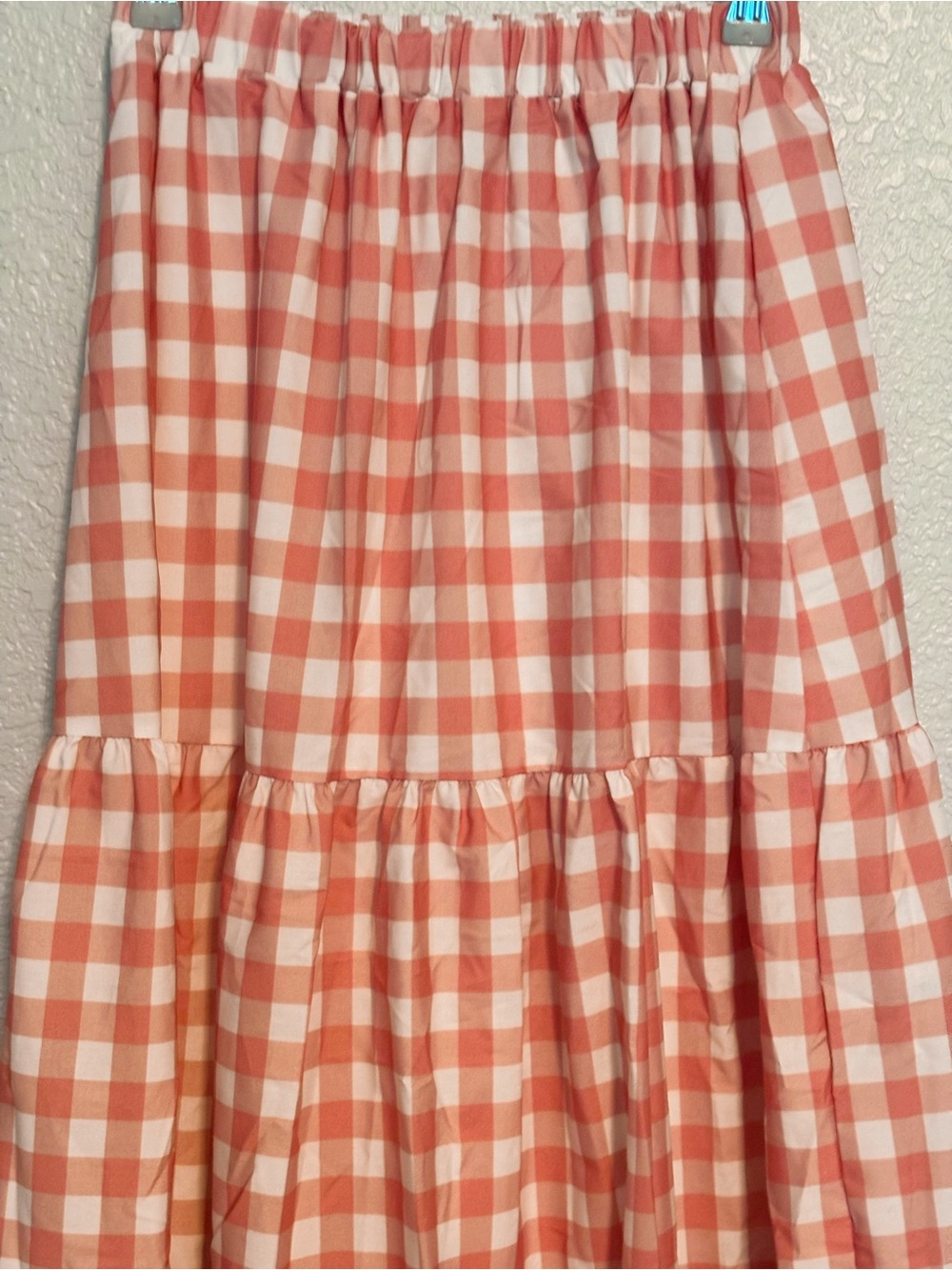 Pink Gingham Tiered Maxi Skirt - Women's - Picture 3 of 6